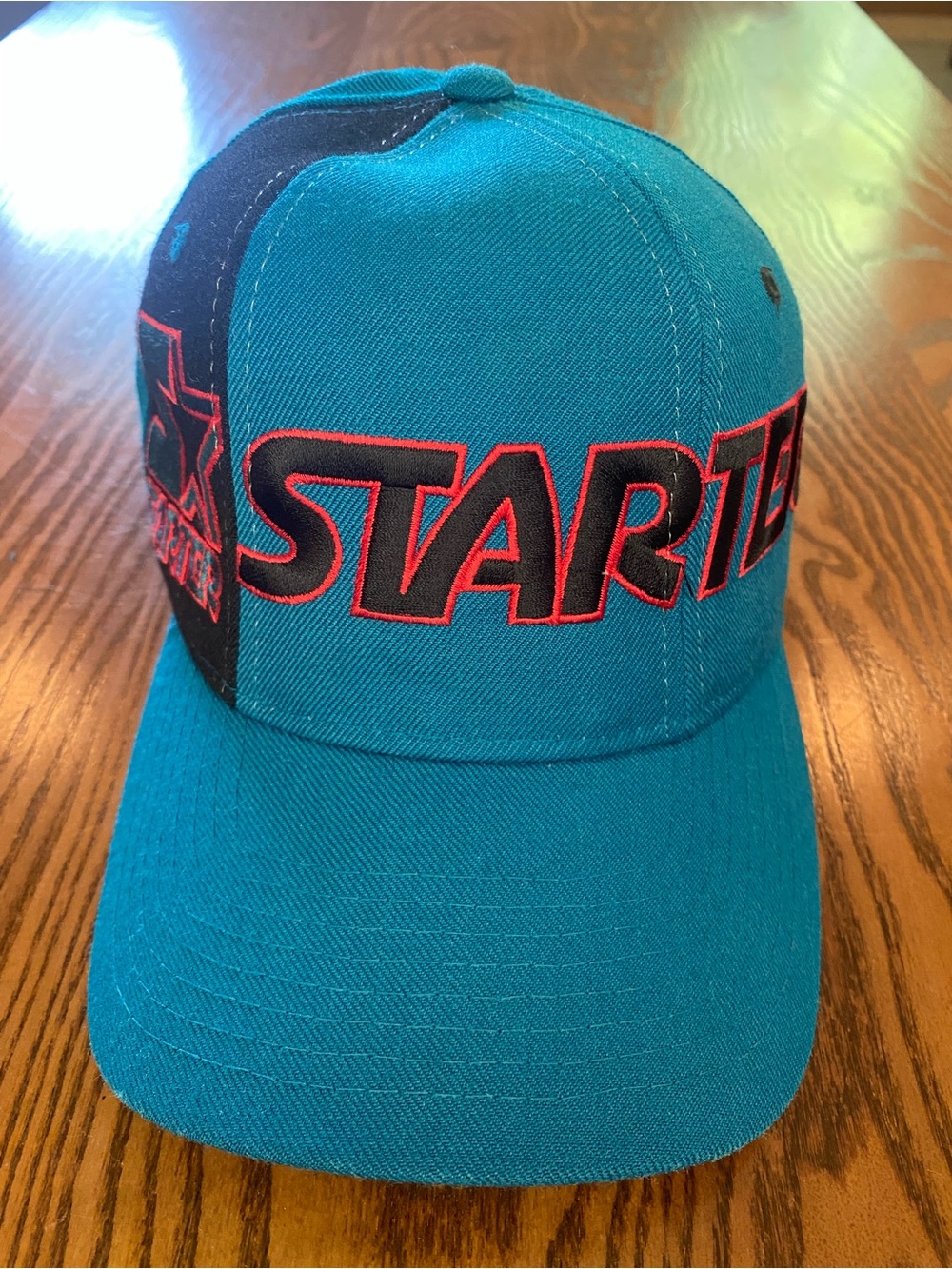 STARTER Teal & Black Cap with Red Outline Logo - Vintage